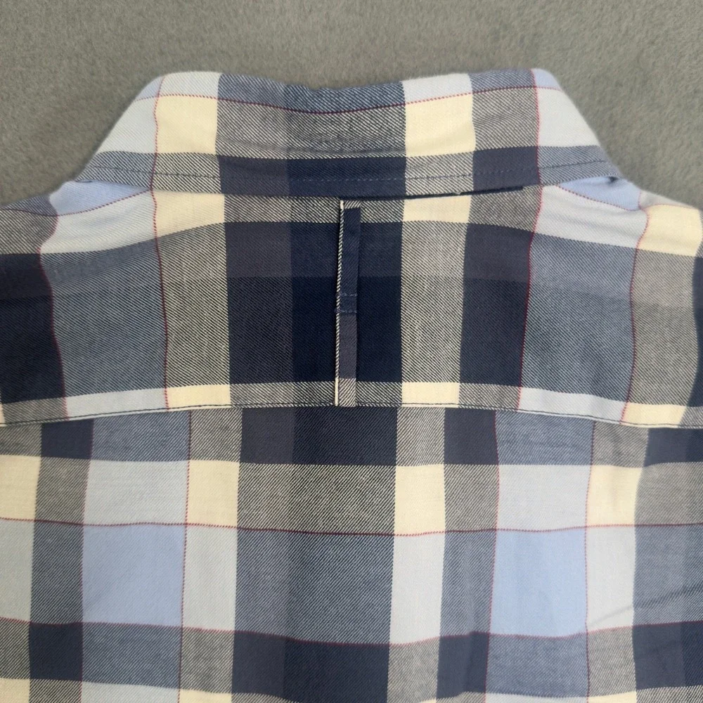 Banana Republic Mens Luxe Flannel Grant Fit Blue Buffalo Plaid Shirt M